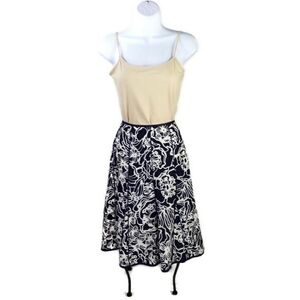 Vintage Chadwicks Blue White Abstract Floral Print Panel Skirt Womens Plus 18